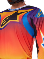 Alpinestars 2025 Fluid Wurx Jersey, Multicolor White and Orange design, Long-sleeve Motocross Jersey, Relaxed Athletic Fit, moisture-wicking polyfabric for off-road performance