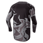Alpinestars 2024 Racer Tactical Jersey, Motocross Jersey, Cast Gray Camo Magnet, Rear view showing gray and black camouflage pattern, breathable fabric, and an extended back hem for coverage