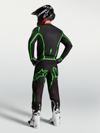 Alpinestars Fluid Apex V2 Pants, Motocross Racing, Men's, Black and Green Fluo, ergonomic fit shown in full gear set.
