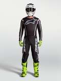 Alpinestars Fluid Apex V2 Jersey AND Fluid Apex V2 Gear Set, Men's Motocross Gear in Black, Silver, and Fluorescent Yellow.