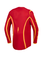 Alpinestars Fluid Apex V2 Jersey, Men's Motocross Jersey, Fire Red and Gold, back view featuring an extended rear cut.