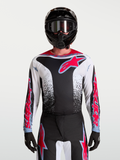 Alpinestars Fluid Drag Jersey, Men's Motocross Jersey in Black and White with Red Fluo accents and aggressive graphics.