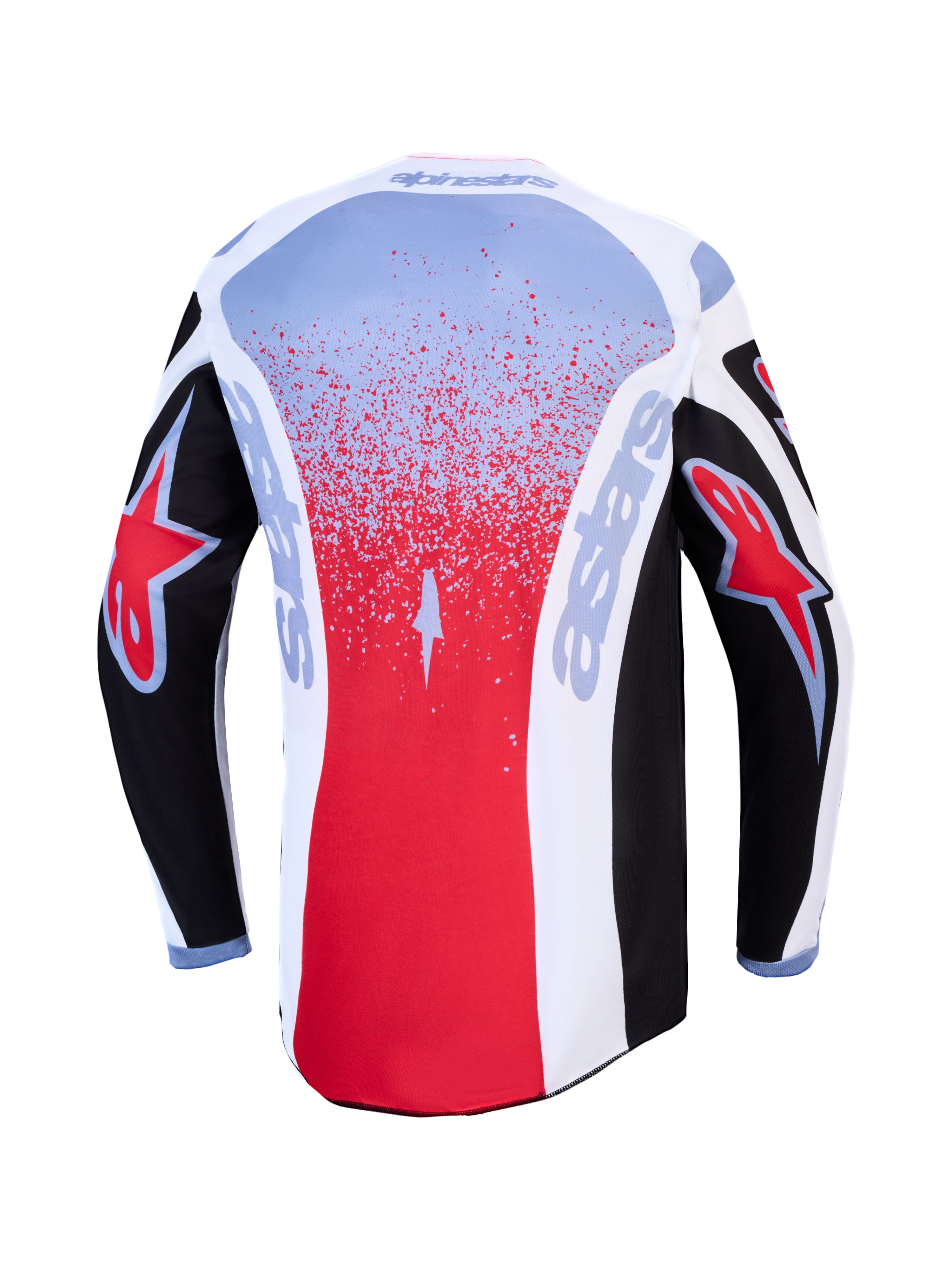 Alpinestars Fluid Drag Jersey, Motocross Jersey, Men's, Black and Red with White, breathable textile featuring a drop tail.