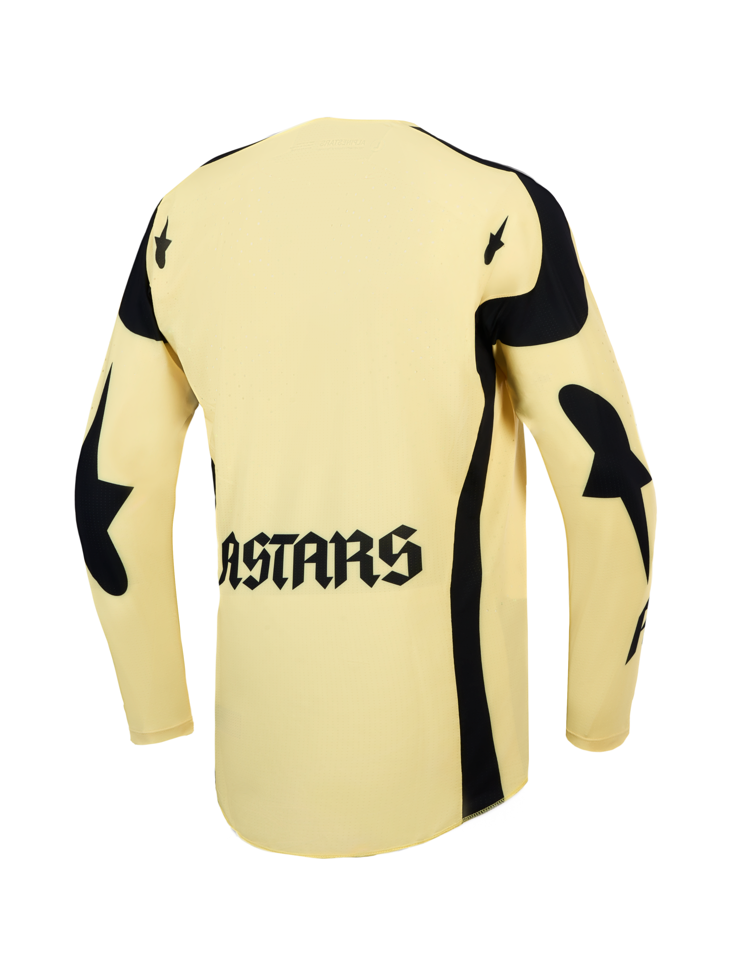 Alpinestars Techstar Atrox Motocross Jersey, Men's, Yellow and Black, back view with ASTARS logo and laser perforations.