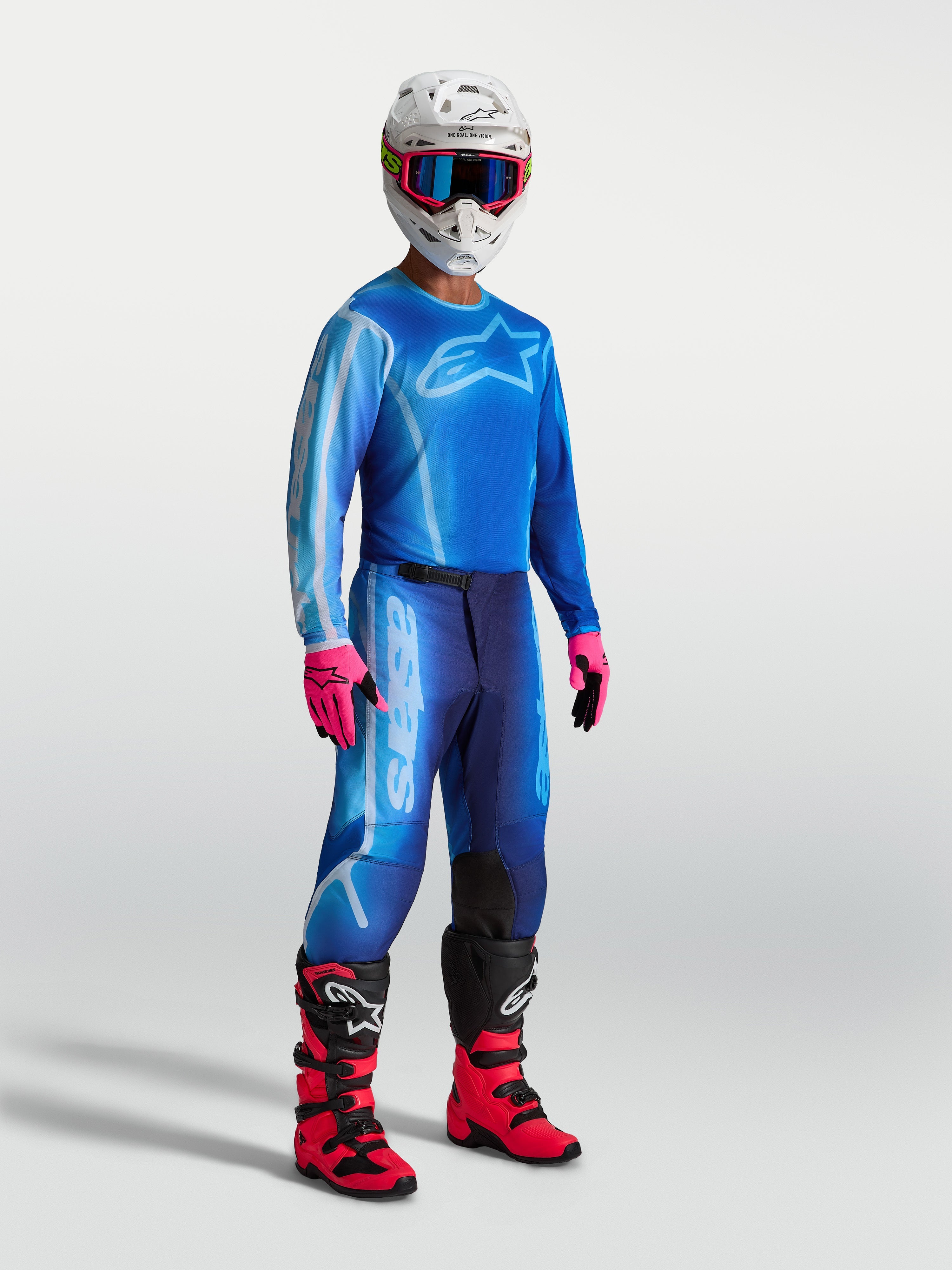 Alpinestars Fluid Kepler Jersey, Men's Motocross Jersey, Ucla Blue and Blithe Blue, breathable athletic fit.