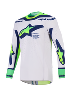 Alpinestars 2026 Supertech Vista Jersey, Motocross Jersey, Light Gray with Yellow Fluo and Blue, featuring a bold Alpinestars chest logo, 'Race Spec' branding, laser-cut ventilation, and an athletic race-ready fit for motocross performance.