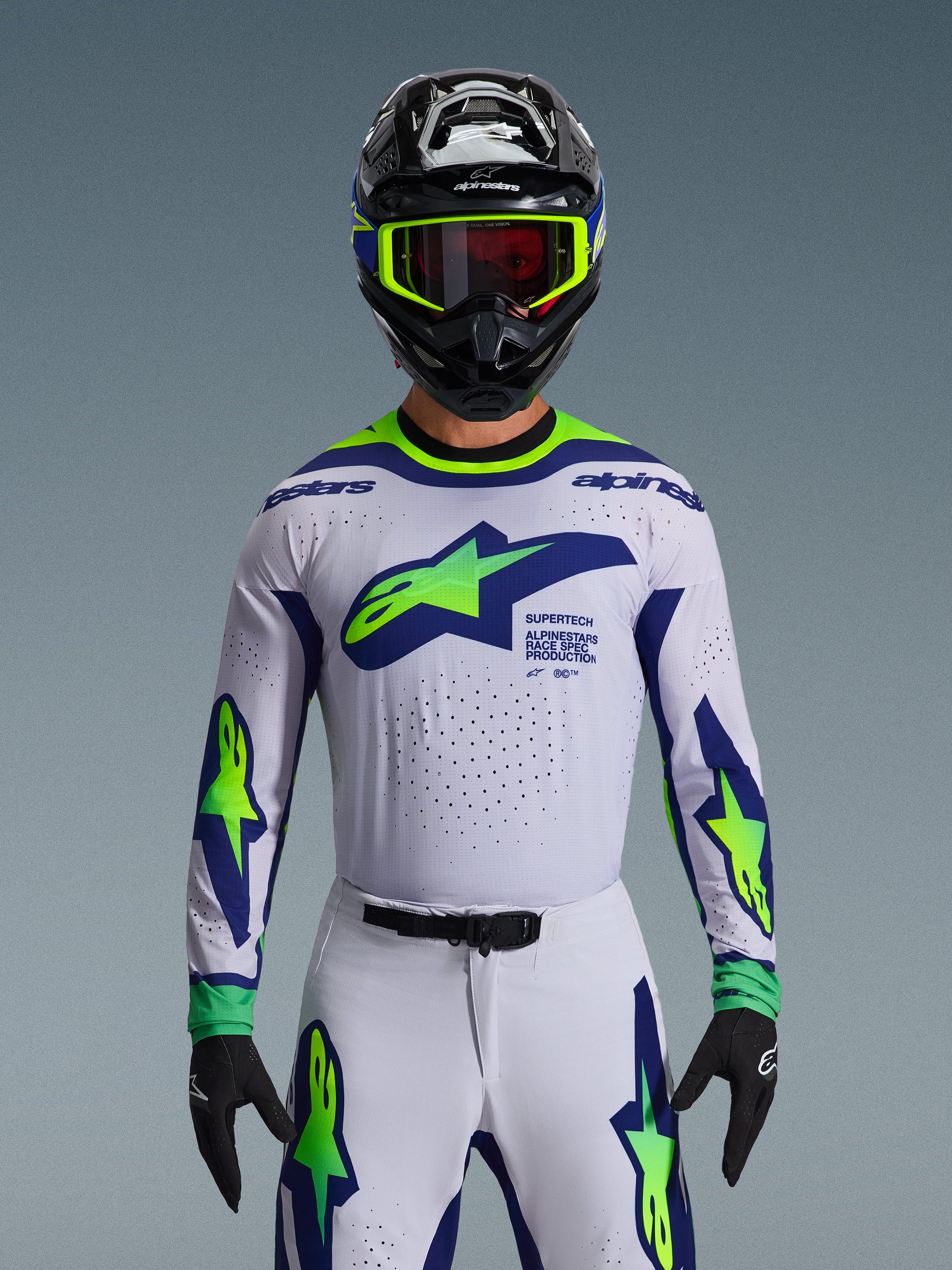 alpinestar motocross gear S / Light Gray Yellow Fluo Blue