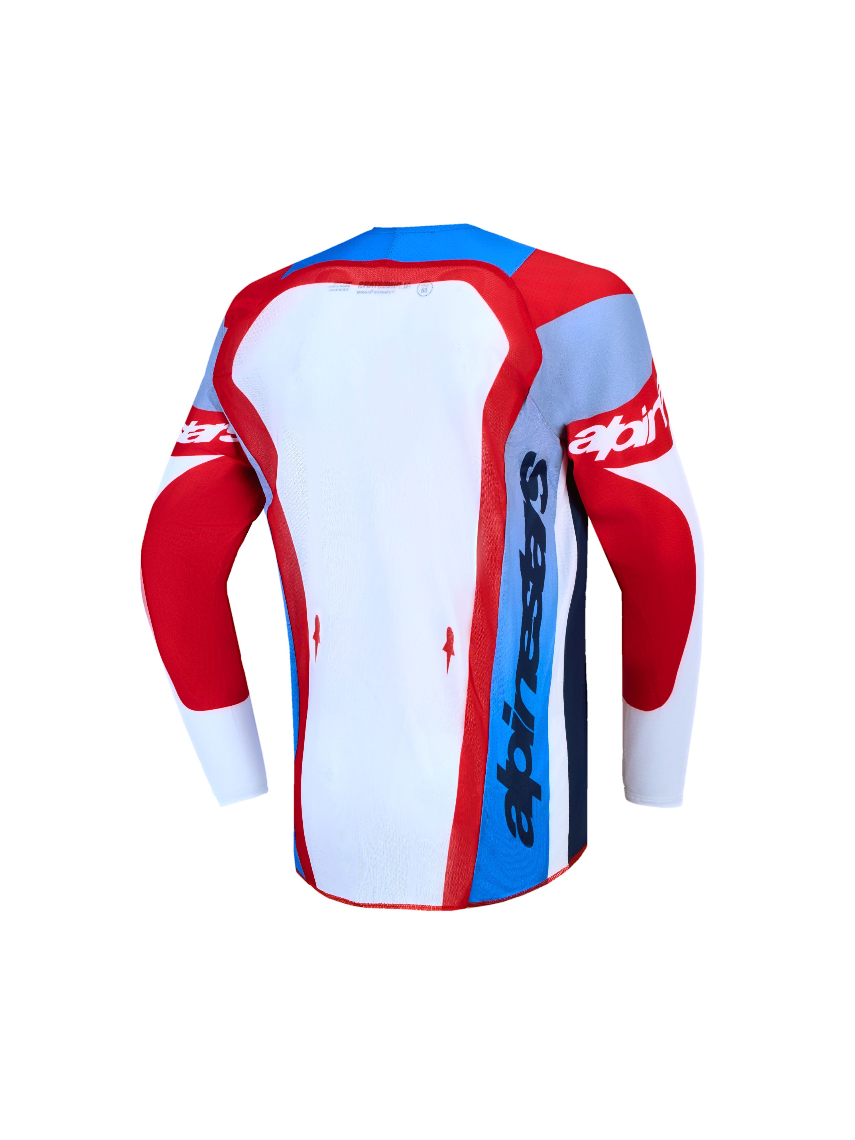 Alpinestars Youth Supertech Dyna Jersey back view in fire red and white mesh for high-performance motocross racing.