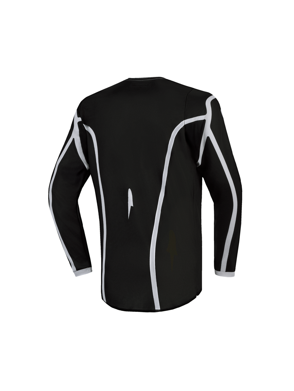 Alpinestars Youth Fluid Apex V2 Jersey, black and silver motocross racing top with ergonomic textile back view.
