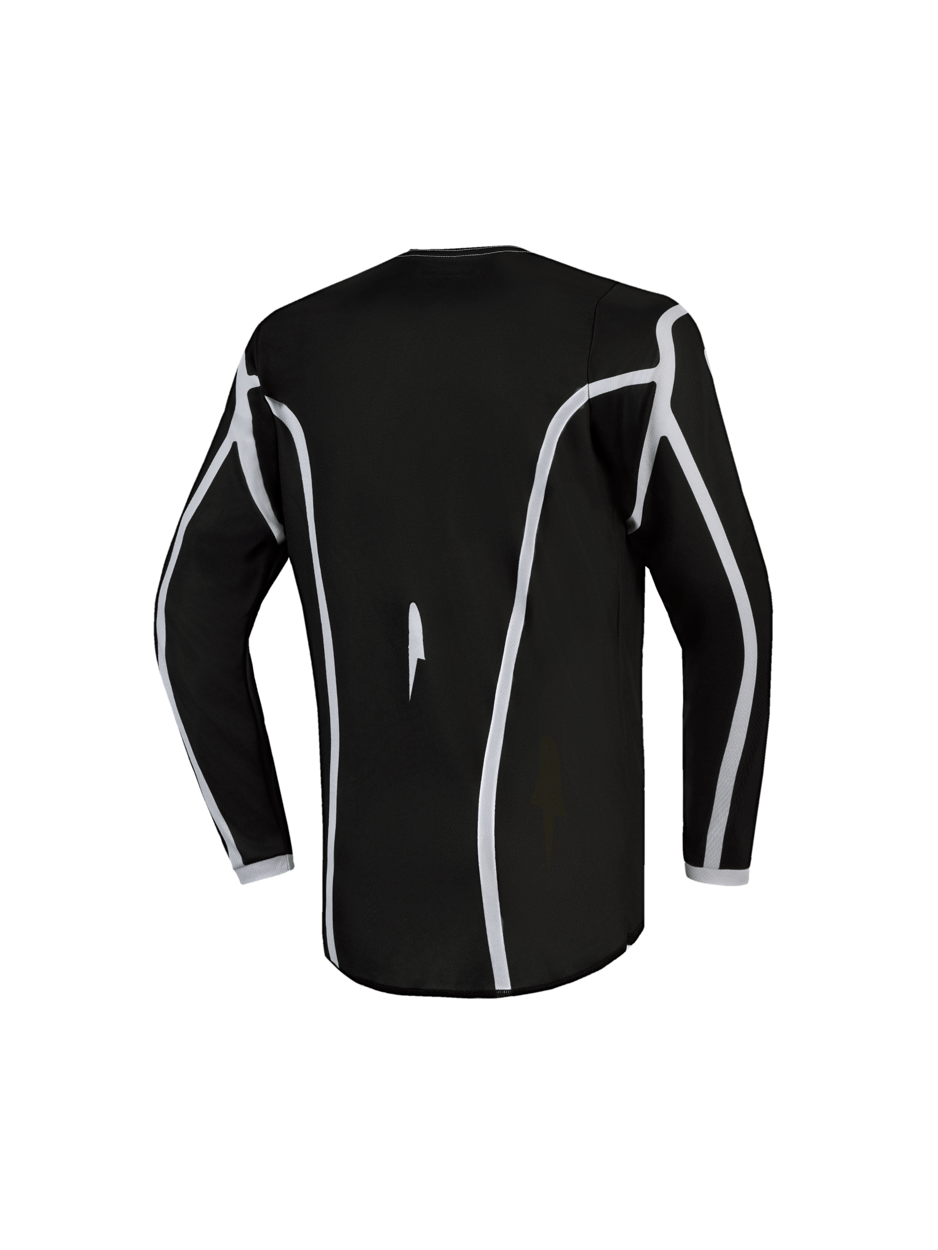 Alpinestars Youth Fluid Apex V2 Jersey, black and silver motocross racing top with ergonomic textile back view.