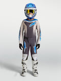 Alpinestars 2027 Youth Fluid Drag Gear Set, graystone and UCLA blue kids' motocross outfit for off-road racing performance.