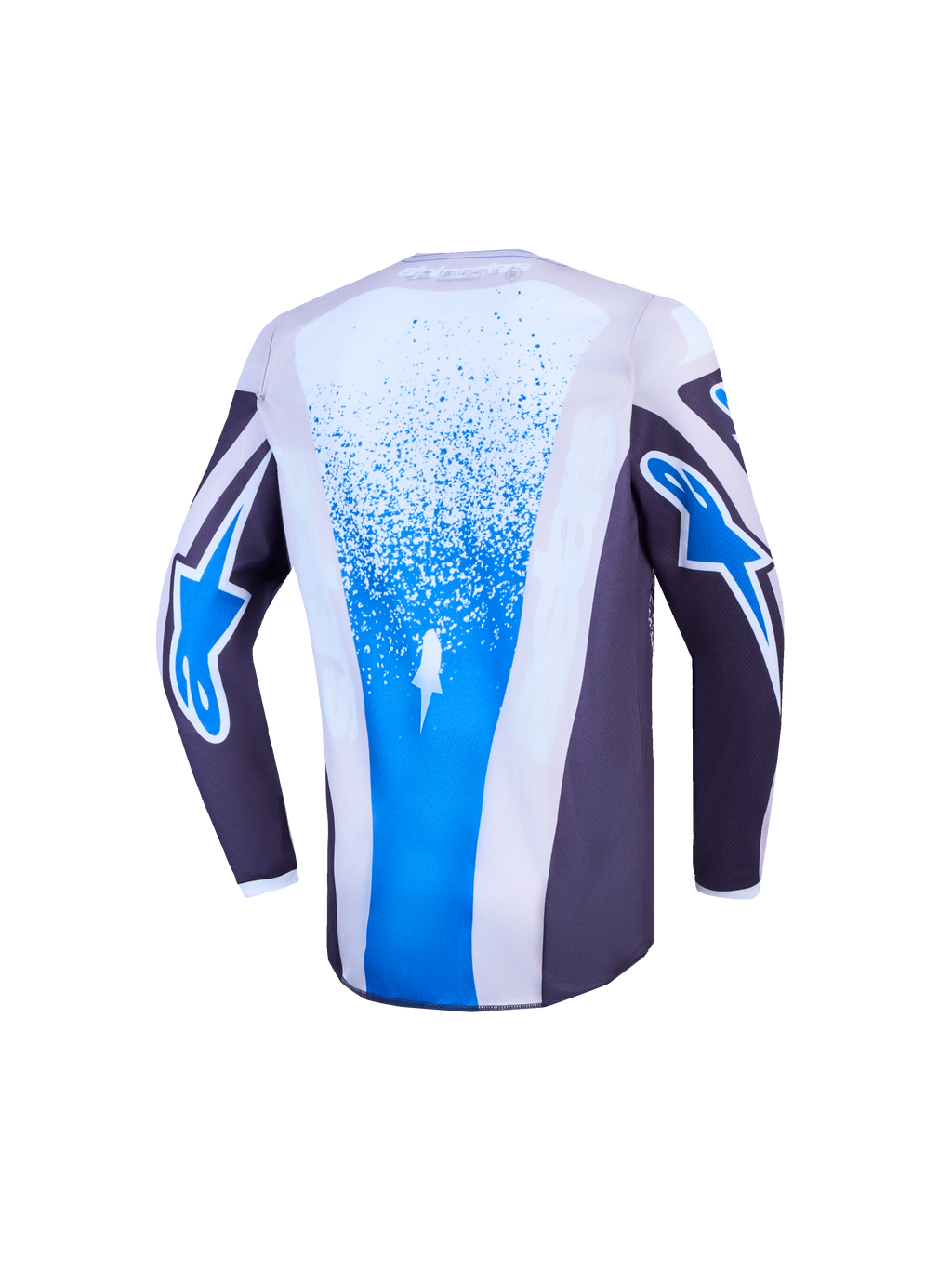 Alpinestars Youth Fluid Drag Jersey, Gray and Blue moisture-wicking youth motocross gear for off-road racing.