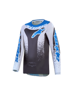 Alpinestars 2027 Youth Fluid Drag Jersey, Motocross Racing, Graystone and Blue, Lightweight Breathable Polyfabric.