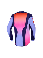 Alpinestars Youth Fluid Hunt Jersey, moisture-wicking purple and pink fluo youth motocross top with a drop tail.