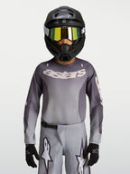 Alpinestars Youth Fluid Amber Jersey, gray and sand breathable motocross jersey for off-road riding.