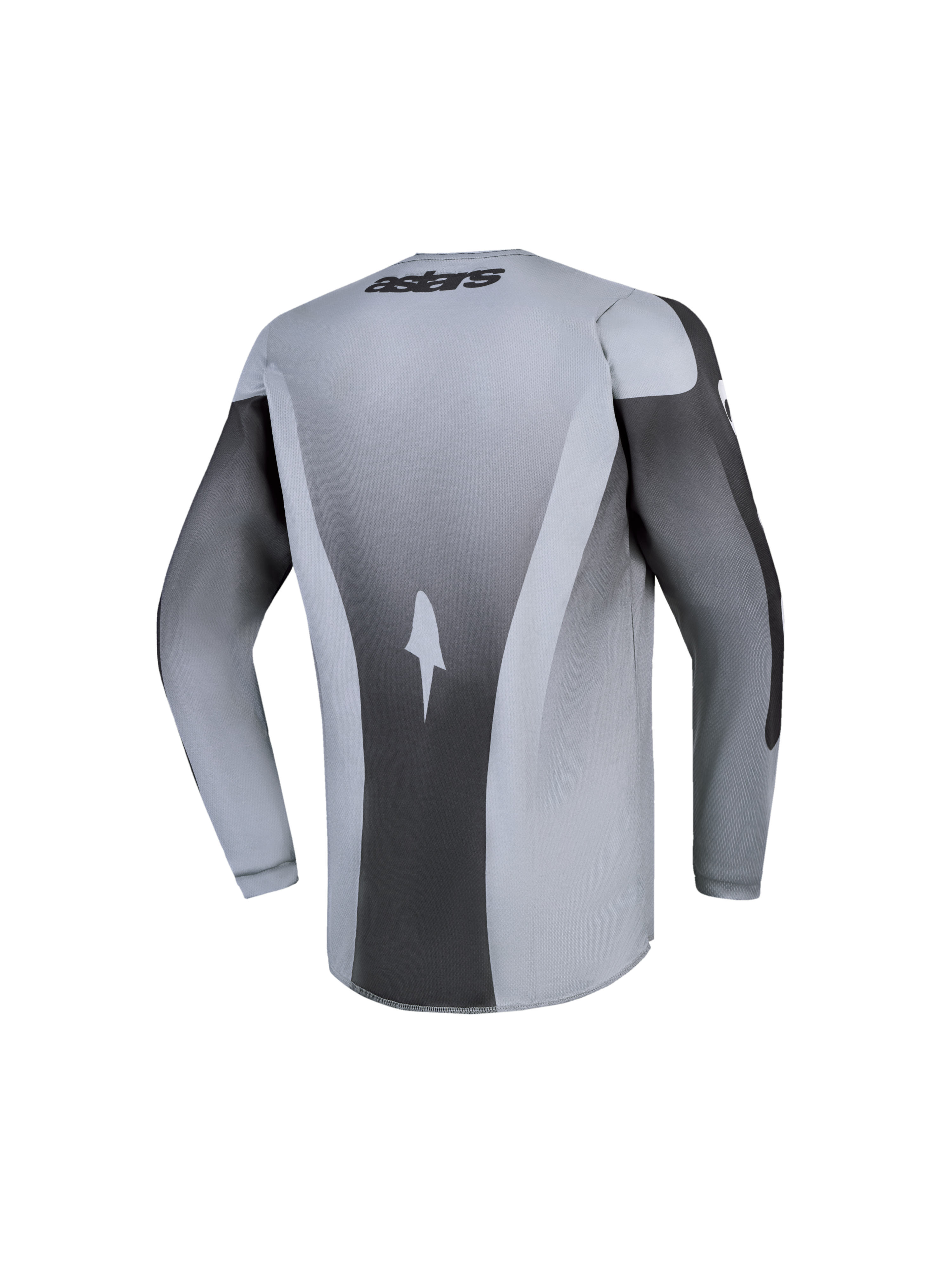 Alpinestars 2027 Youth Fluid Amber Jersey, back view of gray and black youth motocross jersey with moisture-wicking fabric.