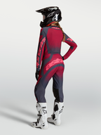 Alpinestars Stella Techstar Swan Jersey AND Stella Techstar Swan Gear Set, Women's Motocross Gear, Crimson Red and Dark Gray.