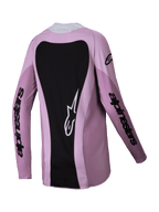 Alpinestars 2025 Woman Stella Techstar Melt Jersey, Motocross Jersey, Blush Black, rear view featuring a large black back panel with a white Astars logo, black sleeve branding, and lightweight poly-fabric construction for off-road racing