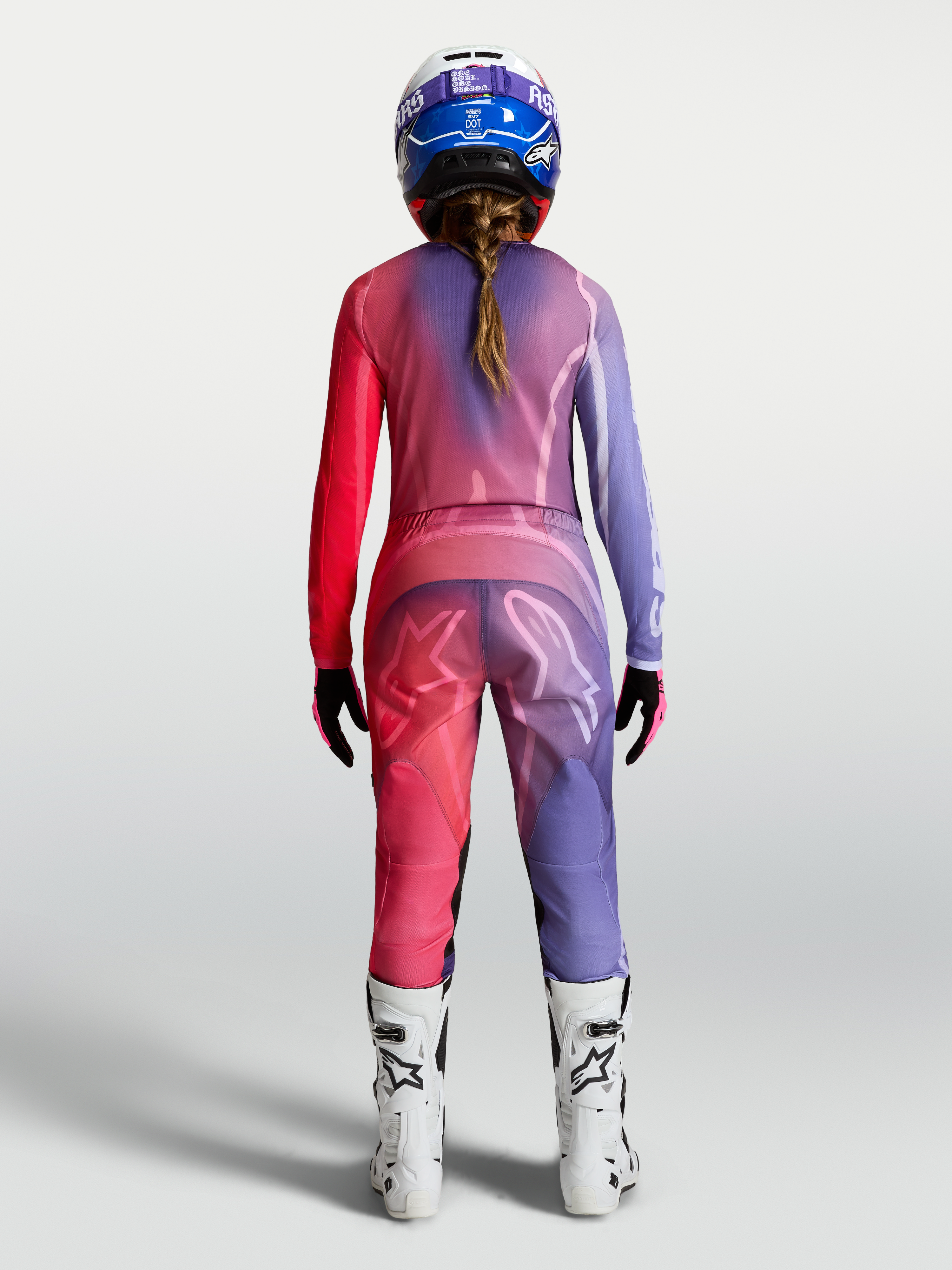 Alpinestars Stella Fluid Kepler Jersey, purple and red women's motocross top featuring a lightweight, ergonomic fit.