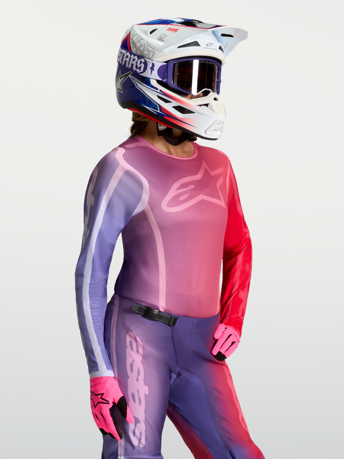 Alpinestars Stella Fluid Kepler Jersey, Women's MX Jersey, Purple Rouge Red, moisture-wicking textile construction.