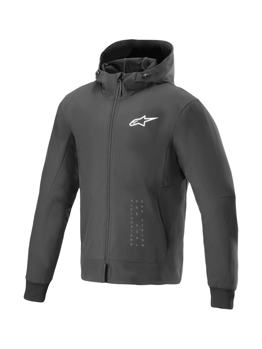 Alpinestars Radium Tech Hoodie, windproof urban motorcycle jacket, black and white, 3L textile, Tech-Air Ready.
