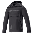 Alpinestars Sherpa Hoodie, Black Reflex Motorcycle Anorak Jacket, Half-Zip with Chest Logo, Large Front Zippered Pocket, Technical Softshell Fabric, Sporty Urban Design