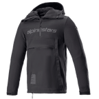 Alpinestars Sherpa Hoodie, Black Reflex Motorcycle Anorak Jacket, Half-Zip with Chest Logo, Large Front Zippered Pocket, Technical Softshell Fabric, Sporty Urban Design