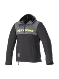 Alpinestars Sherpa Hoodie, windproof softshell urban motorcycle jacket for men, gray and black with yellow fluo logo.