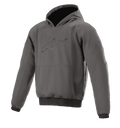 Alpinestars Ageless Hoodie, Urban Motorcycle Hoodie, Asphalt Melange Gray with Black Cuffs, Embossed Star Logo on Chest, Front Kangaroo Pocket, Protective Casual Riding Gear