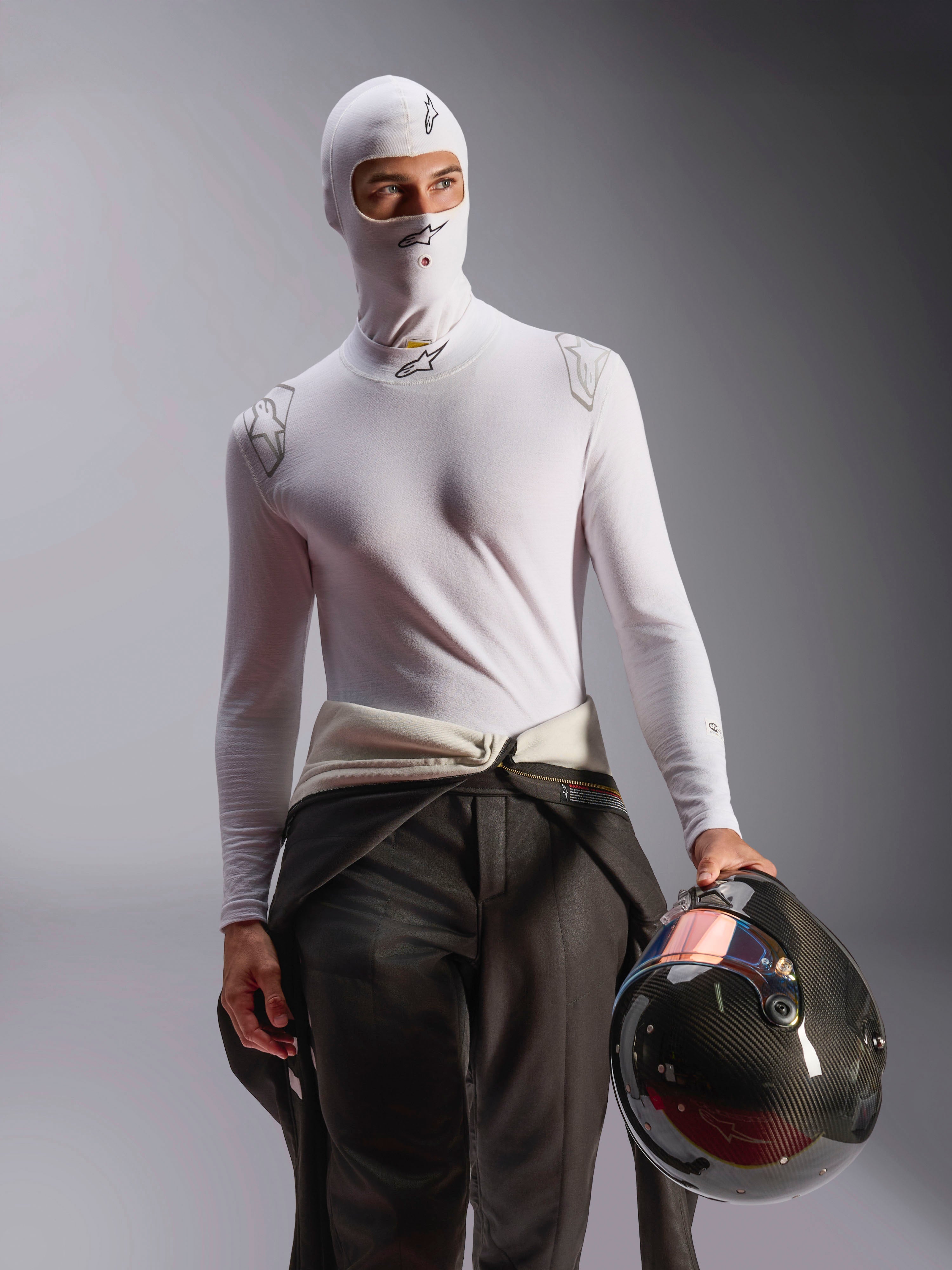 【IMPORT】braid hair balaclava WHITE Alpinestars ZX balaclava Evo V2 with FIA, White/Gray | races-shop.com