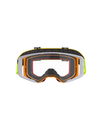 Alpinestars Supertech Corp Goggles, Motocross Goggles, Fluo Yellow and White frame with Clear Lens, grey accents, black adjustable strap with yellow branding and internal silicone grip, high-performance eyewear for off-road racing.