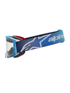Alpinestars Supertech Dura Air Fluid Goggles, motocross racing goggles, Blue Fade and Silver, clear lens with white logo.