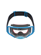 Alpinestars Supertech Dura Air Fluid Goggles in blue and white, with a clear lens and branded strap for motocross racing.