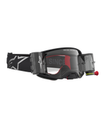 Alpinestars Supertech Firma Roll Off Goggles for Motocross, Black and Silver racing goggles with a clear roll-off system.