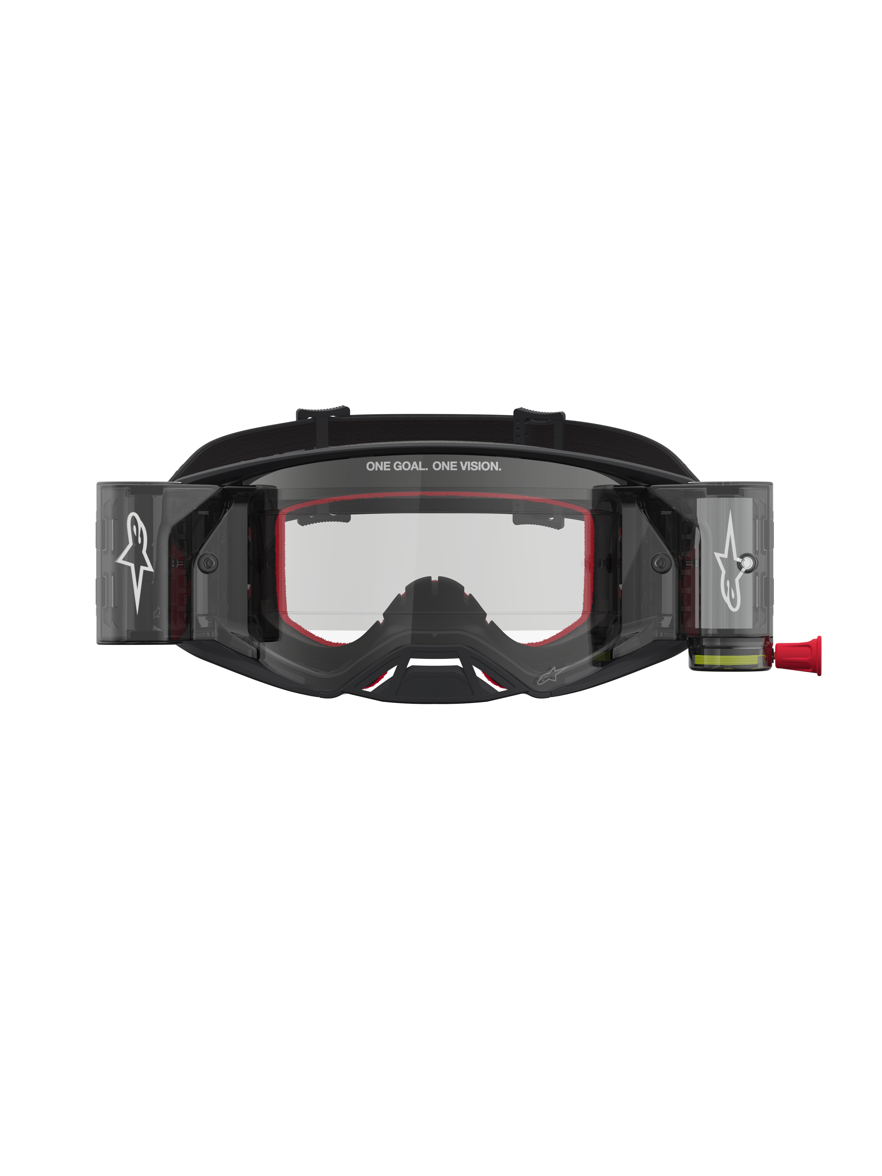 Alpinestars Supertech Firma Roll Off Goggles, Motocross Racing, Black and Silver with Red details, Clear Roll-Off Lens.