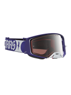 Alpinestars Supertech Atrox Goggles, motocross racing eyewear, deep blue and white with a mirror silver lens.