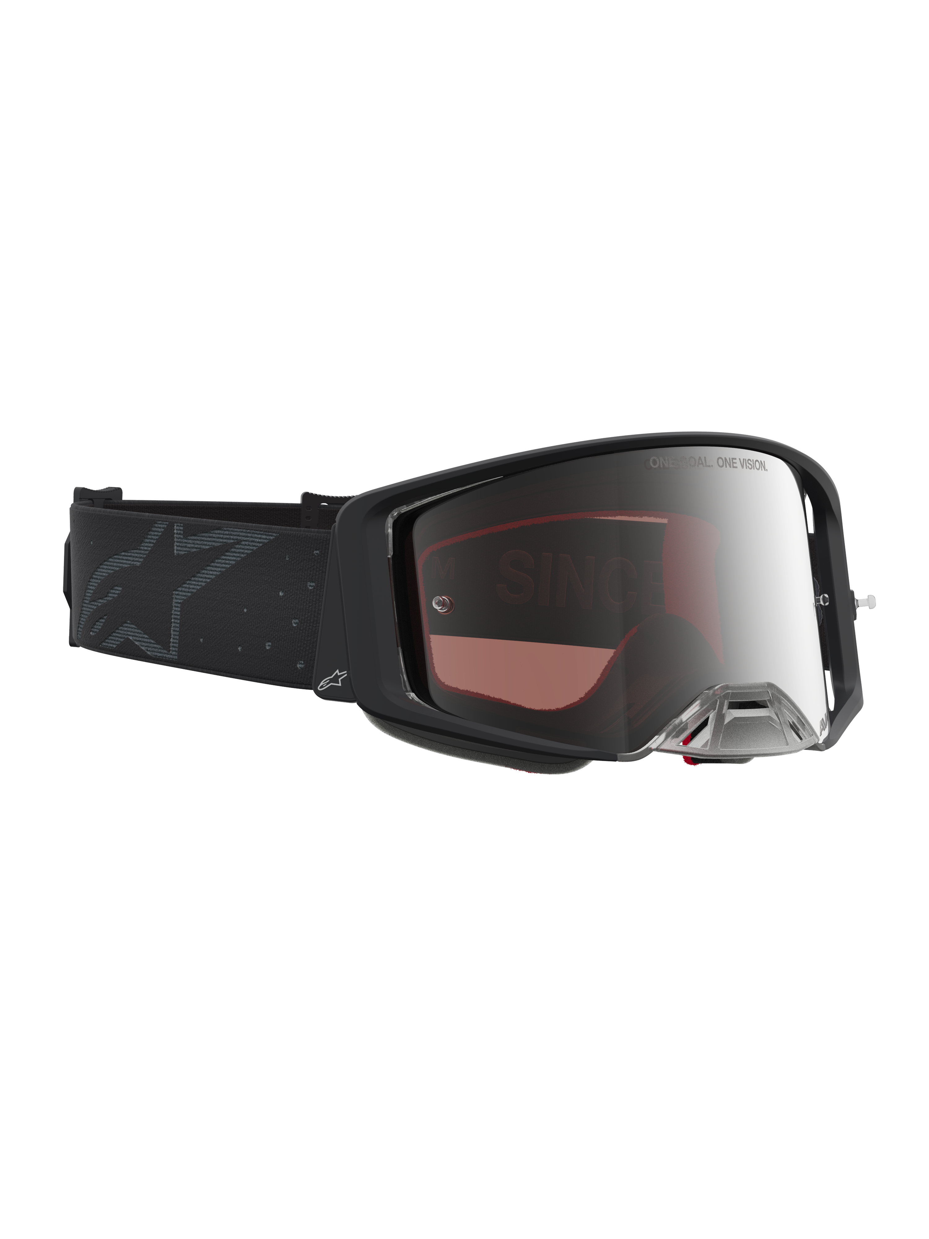 Alpinestars Supertech Cloak Goggles, premium Motocross eyewear in Black with Mirror Silver lens for off-road racing.