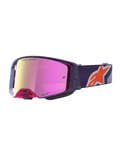 Alpinestars Supertech Hiten Motocross Goggles, Purple frame and strap with Red Mirror Pink lens for off-road racing.