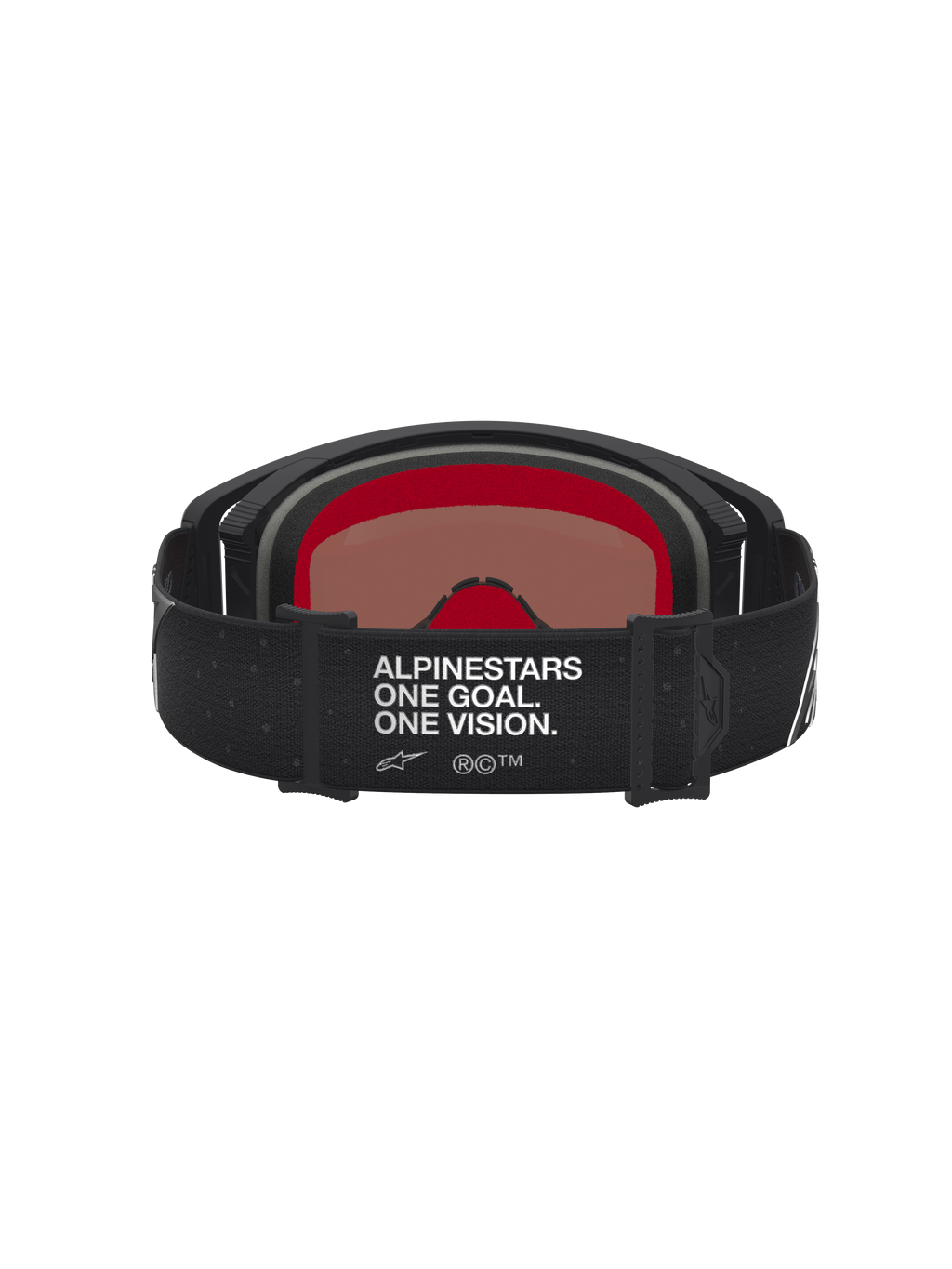 Alpinestars Supertech Vesta Goggles, black motocross racing eyewear with silver mirror lens and wide adjustable strap.