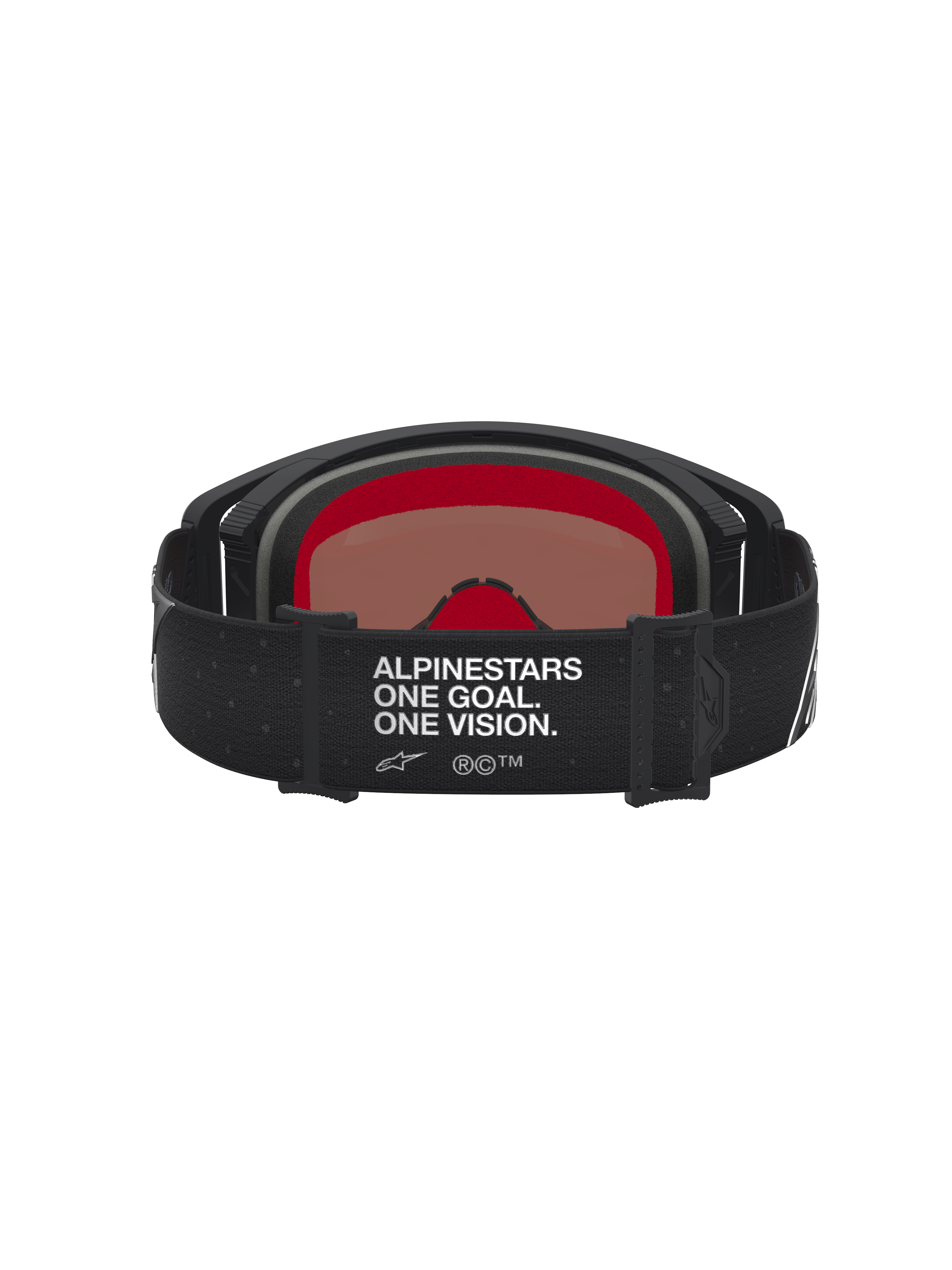 Alpinestars Supertech Vesta Goggles, black motocross racing eyewear with silver mirror lens and wide adjustable strap.