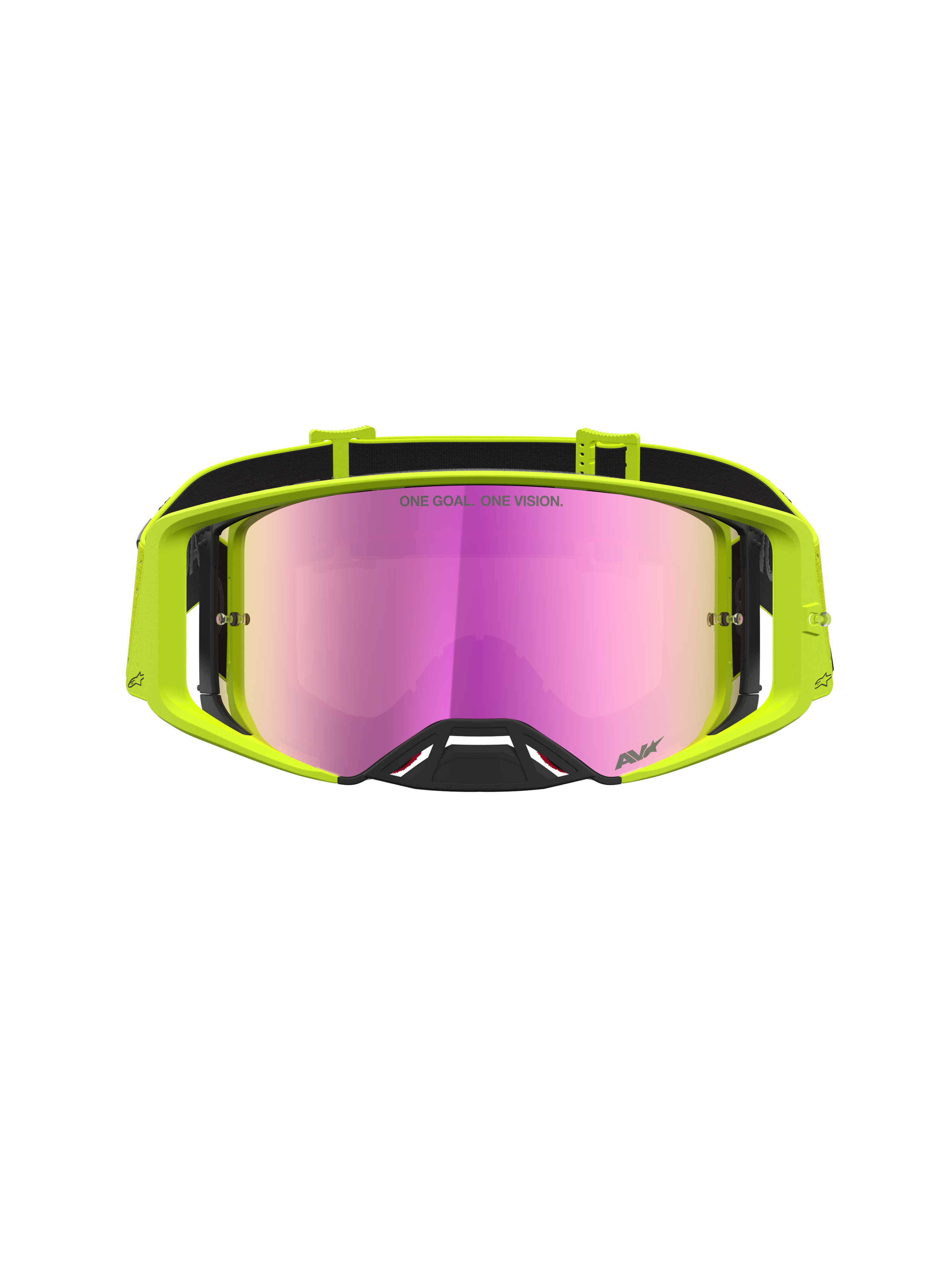 Alpinestars Supertech Vesta Goggles, Motocross racing eyewear, Yellow Fluo with Pink Mirror Lens for clear off-road vision.