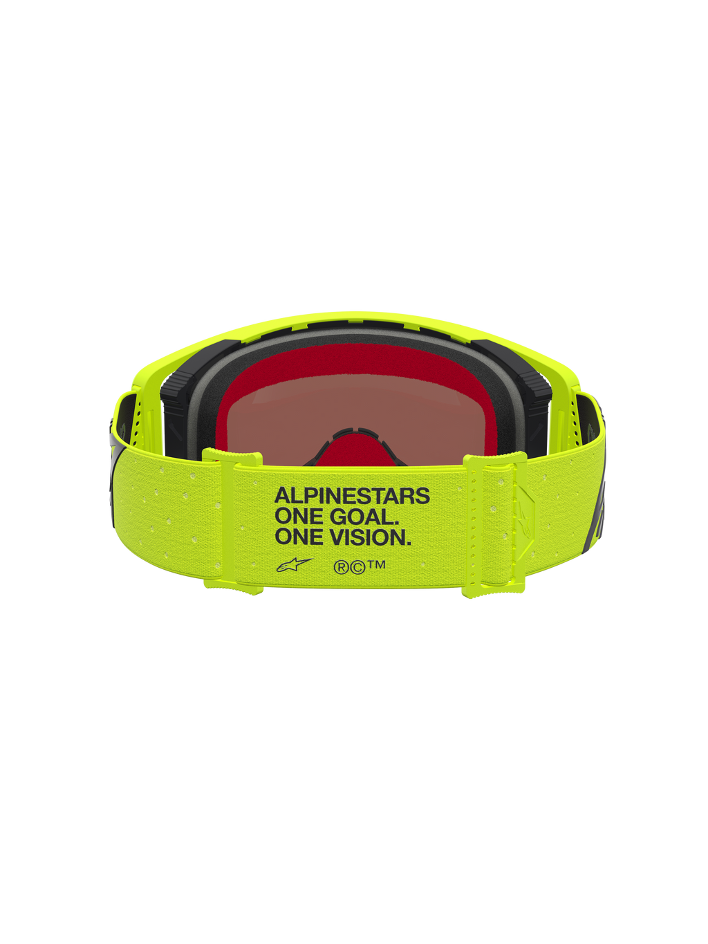 Alpinestars Supertech Vesta Motocross Goggles in Yellow Fluo and Black, featuring branded strap and protective mirror lens.