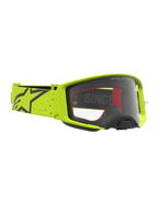 Alpinestars Supertech Vesta Motocross Goggles in yellow fluo and black, featuring a clear lens and a wide elastic strap.