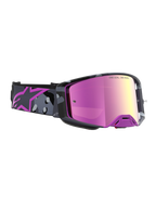 Alpinestars Limited Edition Supertech Lone Goggles, motocross racing goggles with a mirror pink lens and camo purple strap, high-contrast vision and advanced airflow ventilation