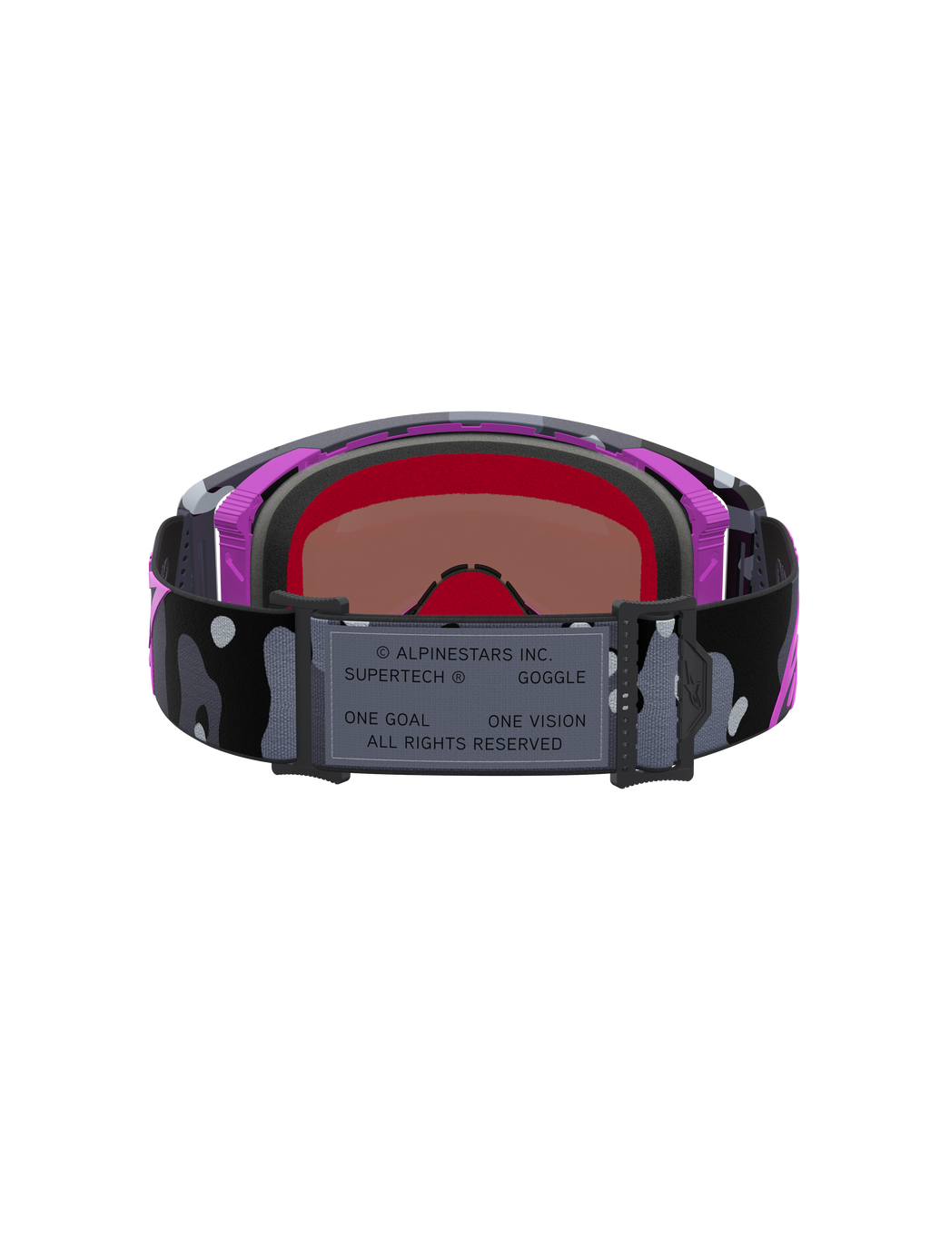Limited Edition Supertech Lone Goggles, motocross and supercross goggles with a camo strap and mirror pink lens, purple and black, high-contrast vision and advanced moisture management