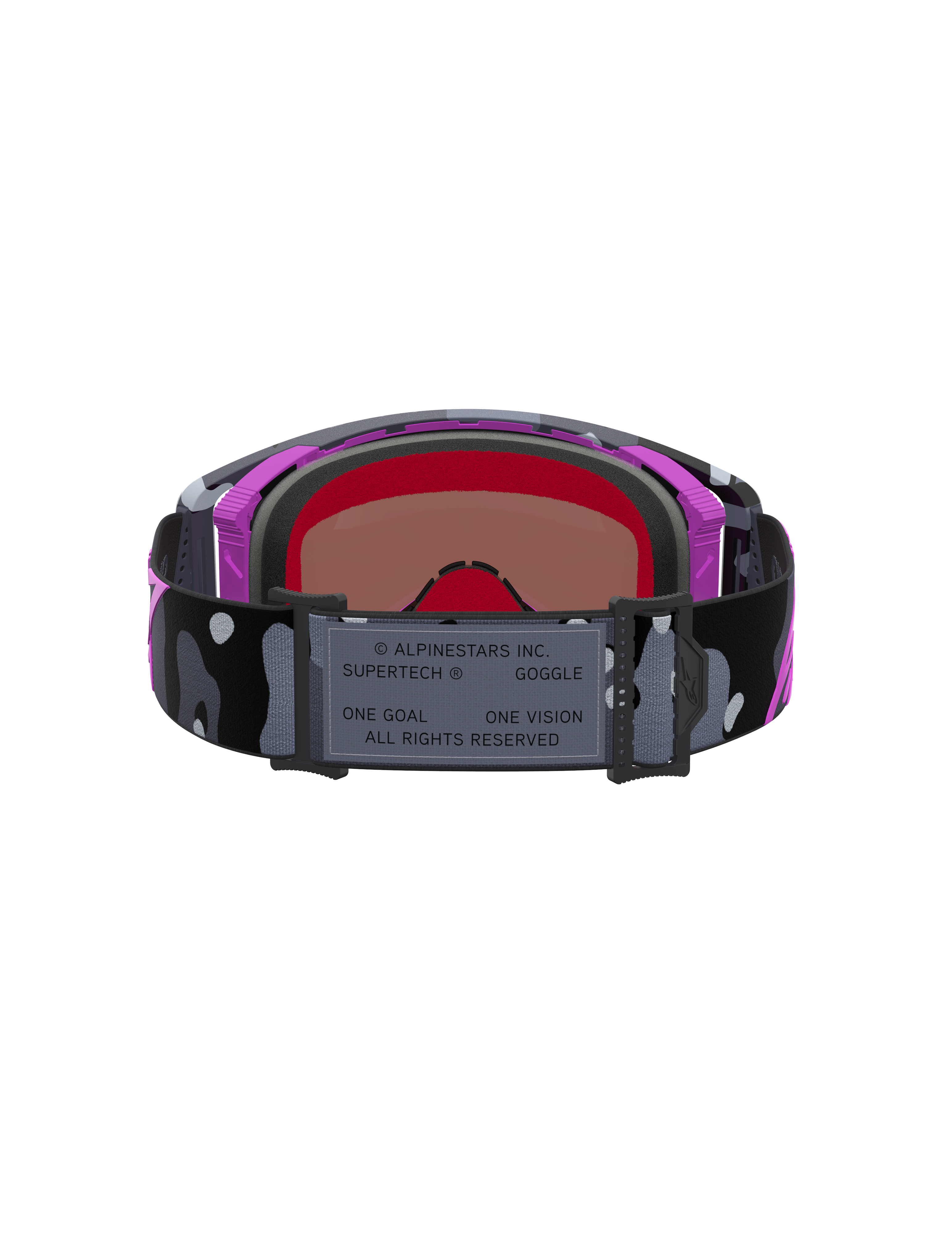Limited Edition Supertech Lone Goggles, motocross and supercross goggles with a camo strap and mirror pink lens, purple and black, high-contrast vision and advanced moisture management