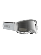 Alpinestars Vision 8 Amber Goggles, Motocross Goggles, White and Silver Mirror, featuring A-FLEX frame and wide vision.