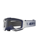 Alpinestars Vision 8 Amber Goggles, White and Navy Motocross Goggles with clear lens and RAM-AIR ventilation.