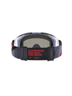 Alpinestars Vision 8 Maven Motocross Goggles, Lavender and Black, rear view with red "One Goal. One Vision." strap branding.