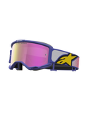 Alpinestars Vision 5 Drag Goggles, purple motocross eyewear with a pink mirror lens and ventilated A-FLEX frame.